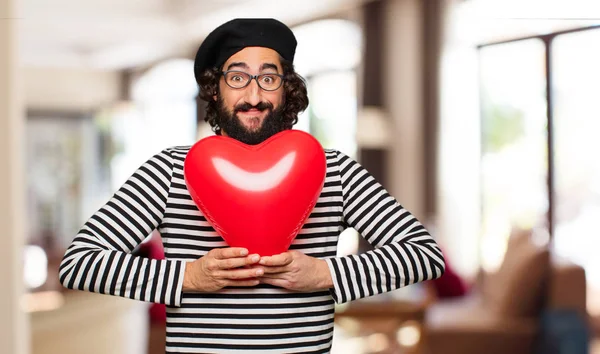 Jovem Louco Homem Com Valentim Conceito Dia — Fotografia de Stock