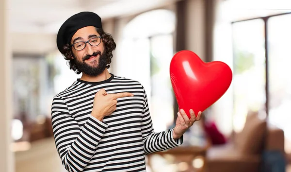 Jovem Louco Homem Com Valentim Conceito Dia — Fotografia de Stock