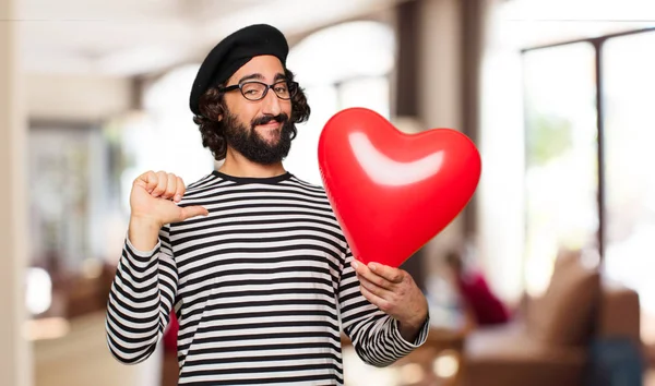 Jovem Louco Homem Com Valentim Conceito Dia — Fotografia de Stock