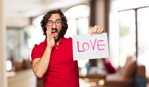 Junger Verrückter Mit Valentinstag Konzept — Stockfoto