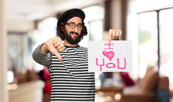 Junger Verrückter Mit Valentinstag Konzept — Stockfoto