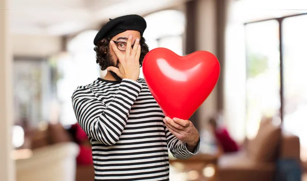 Jovem Louco Homem Com Valentim Conceito Dia — Fotografia de Stock