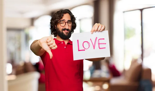 Jovem Louco Homem Com Valentim Conceito Dia — Fotografia de Stock