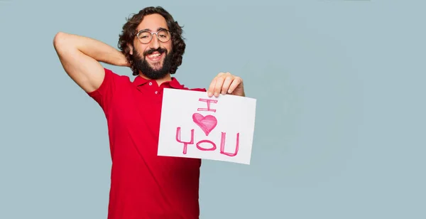 Junger Verrückter Mit Valentinstag Konzept — Stockfoto