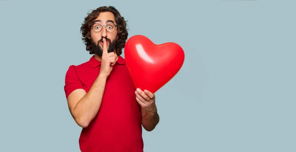 Jovem Louco Homem Com Valentim Conceito Dia — Fotografia de Stock