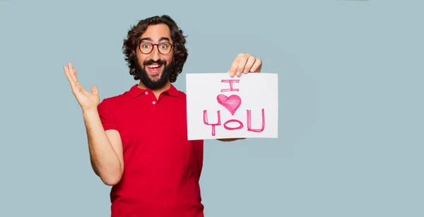 Junger Verrückter Mit Valentinstag Konzept — Stockfoto