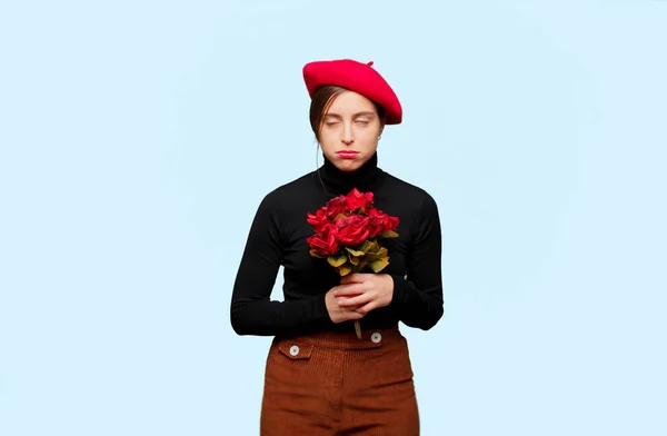 Jovem Mulher Bonita Com Expressão Amor Conceito Para Dia Dos — Fotografia de Stock