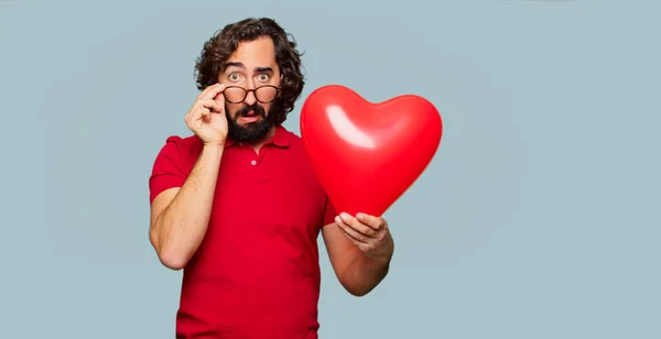 Junger Verrückter Mit Valentinstag Konzept — Stockfoto