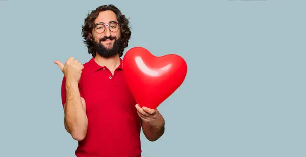 Jovem Louco Homem Com Valentim Conceito Dia — Fotografia de Stock