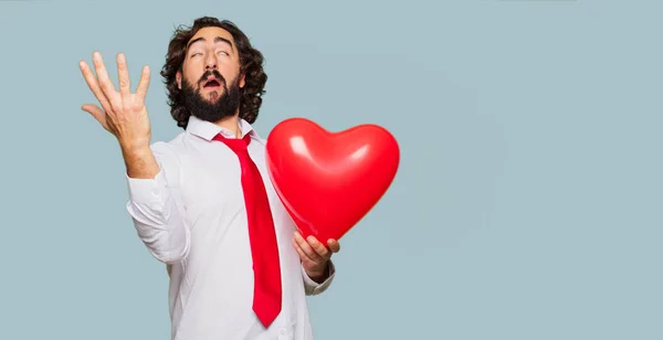 Joven Loco Con Concepto San Valentín — Foto de Stock