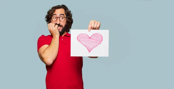 Junger Verrückter Mit Valentinstag Konzept — Stockfoto