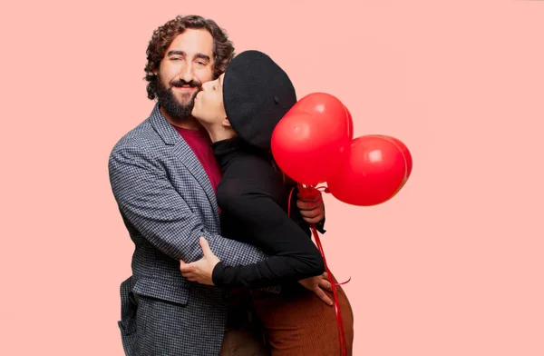 Junges Paar Feiert Valentinstag Liebeskonzept — Stockfoto