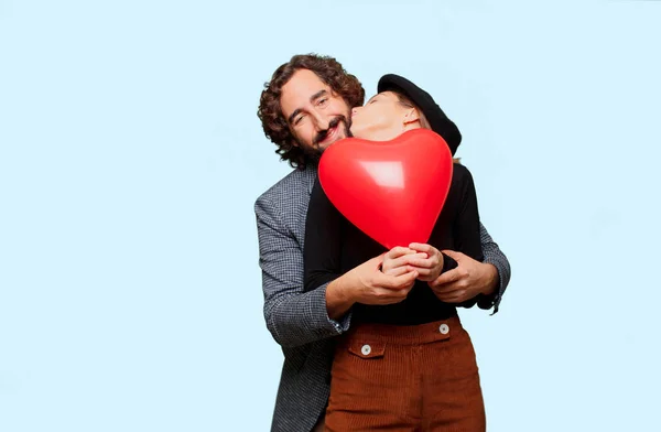 Junges Paar Feiert Valentinstag Liebeskonzept — Stockfoto