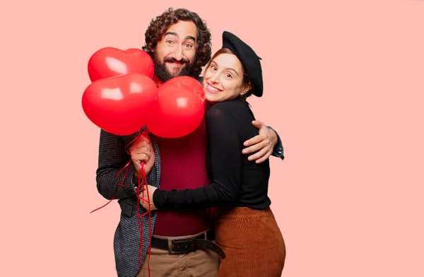 Jong Echt Paar Vieren Valentijnsdag Begrip Van Liefde — Stockfoto