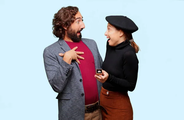 Pareja Joven Celebrando Día San Valentín Concepto Amor —  Fotos de Stock