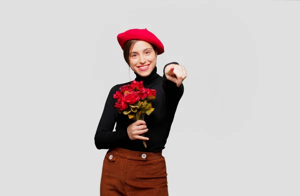 Jovem Mulher Bonita Com Expressão Amor Conceito Para Dia Dos — Fotografia de Stock