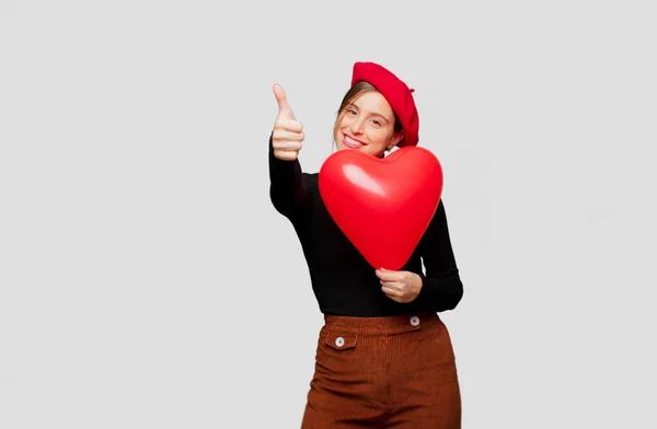 Junge Hübsche Frau Mit Ausdruck Von Liebe Konzept Für Valentinstag — Stockfoto