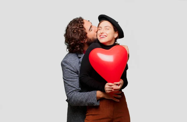 Jong Echt Paar Vieren Valentijnsdag Begrip Van Liefde — Stockfoto