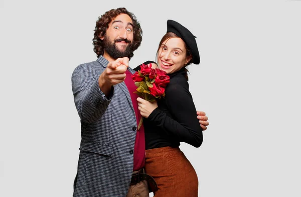 Junges Paar Feiert Valentinstag Liebeskonzept — Stockfoto