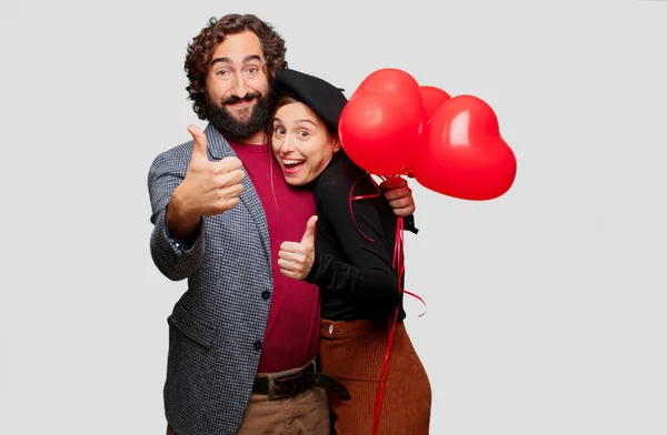 Junges Paar Feiert Valentinstag Liebeskonzept — Stockfoto