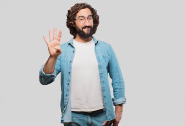 Geri sayım konsepti olan genç aptal adam.