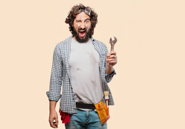 Adult Househusband Handyman Wrench — Stock Photo, Image