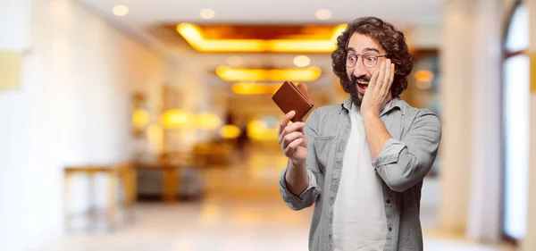 Jovem Tolo Homem Com Uma Carteira — Fotografia de Stock