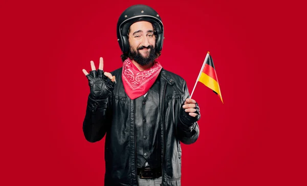 Motorbike Rider Germany Flag — Stock Photo, Image