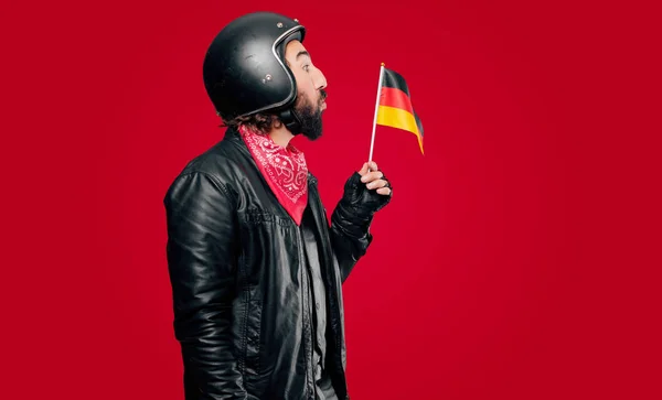 Motorbike Rider Germany Flag — Stock Photo, Image