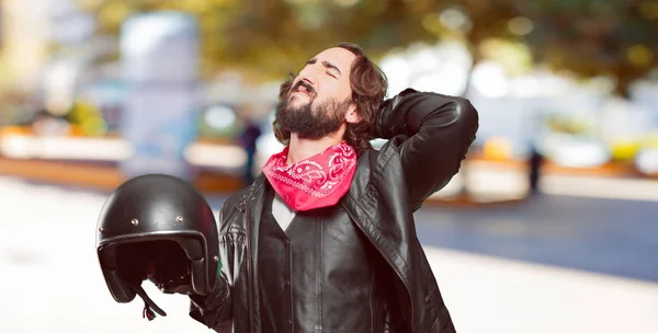 Motociclista Con Casco — Foto Stock