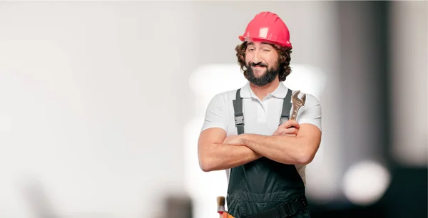 Young Man Worker Wrench — Stock Photo, Image
