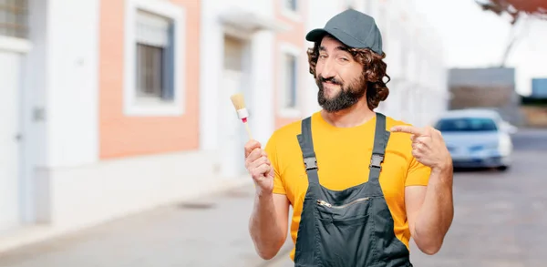 Tuttofare Che Tiene Pennello — Foto Stock