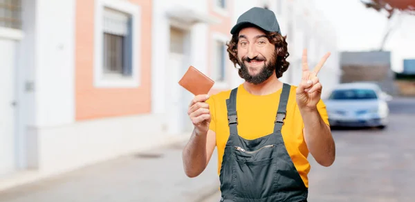 Trabajador Manitas Adulto Está Posando — Foto de Stock