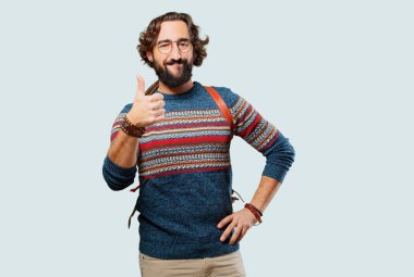 Genç hippi, tamam işareti var.