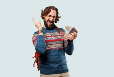 Cüzdanı olan genç bir hippi.