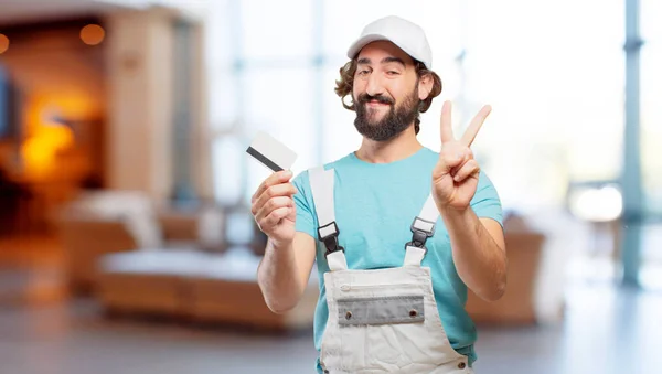 Pintor Profissional Com Cartão Crédito — Fotografia de Stock