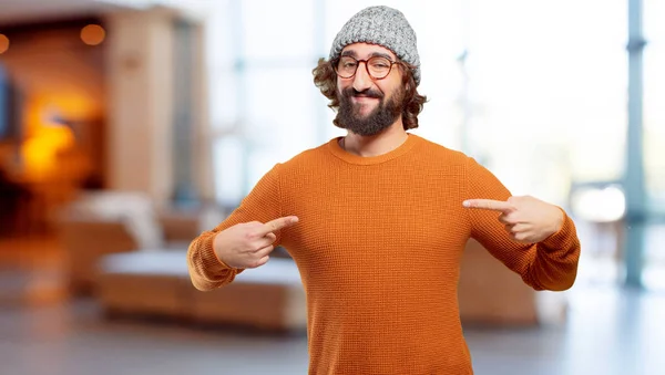 Young Bearded Man Proud Pose — Stock Photo, Image