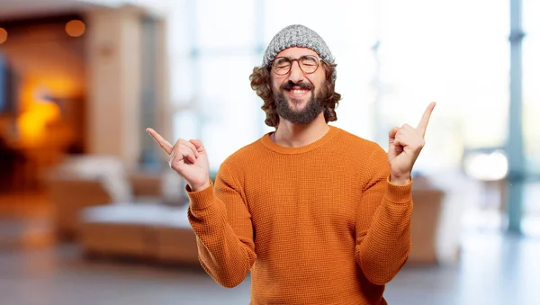 Young Bearded Man Victory Expression — Stock Photo, Image