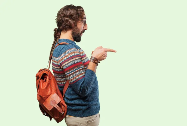 Giovane Hippie Uomo Che Punta — Foto Stock