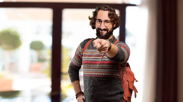 Joven Hippie Hombre Señalando — Foto de Stock