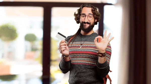 Young Hippie Man Credit Card — Stock Photo, Image