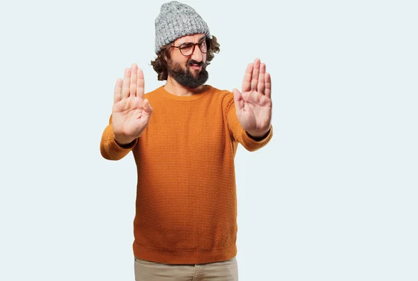 Young Bearded Man Angry Expression — Stock Photo, Image