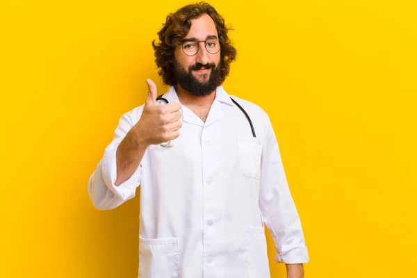 young nurse man against yellow background