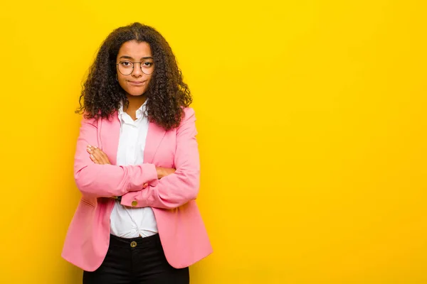 Zwart Zakenvrouw Gevoel Ontevreden Teleurgesteld Zoek Serieus Geïrriteerd Boos Met — Stockfoto