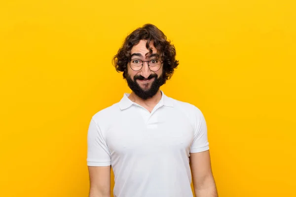 Young Crazy Man Looking Happy Goofy Broad Fun Loony Smile — Stock Photo, Image