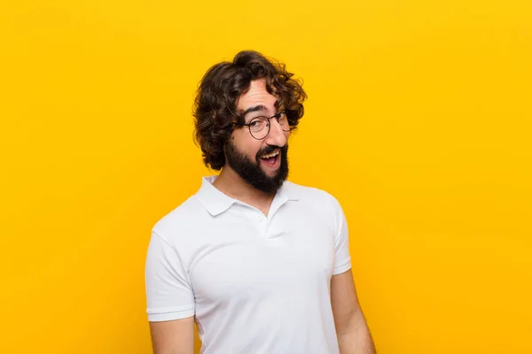 Young Crazy Man Big Friendly Carefree Smile Looking Positive Relaxed — Stock Photo, Image