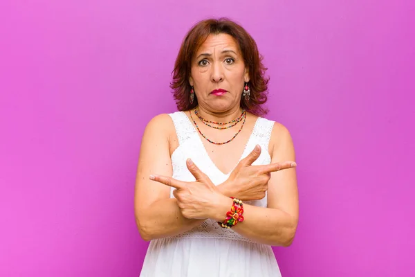 Middle Age Woman Looking Happy Proud Surprised Cheerfully Pointing Self — Stock Photo, Image