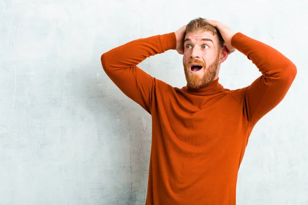 Young Red Head Man Wearing Turtle Neck Open Mouth Looking — Stock Photo, Image