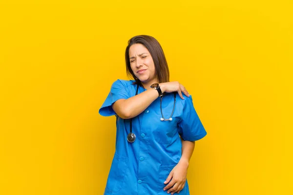 Ensação Cansaço Stress Ansiedade Frustração Depressão Dor Nas Costas Pescoço — Fotografia de Stock