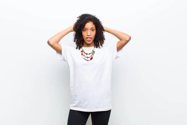 Young Cool African American Woman Feeling Stressed Worried Anxious Scared — Stockfoto